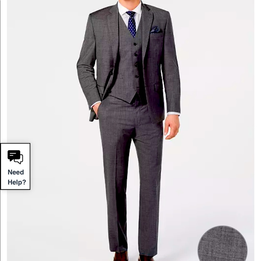 Ralph Lauren Men's Dark Grey Stretch Sharkskin Suit Separates